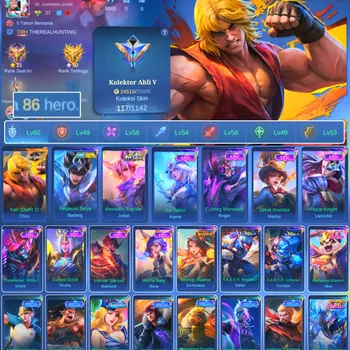 Mobile Legends: Bang Bang Accounts Rare Skin HERO 86 SKIN 117 | EMBLEM GOOD| KEN CHOU | EPIC  ROGER| EPIC HERLEY| HERO