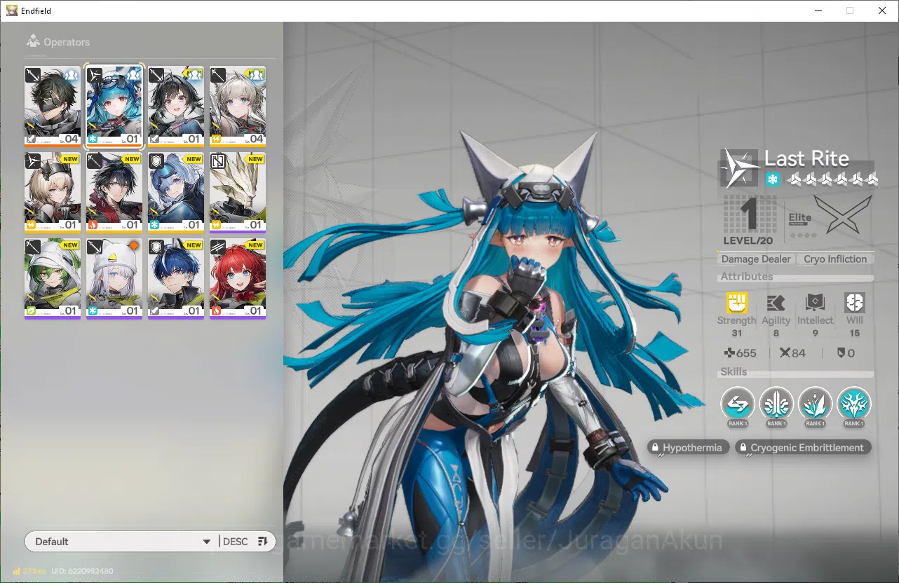 Arknights: Endfield Accounts NA/EU Lv2|Day2 Login|1340 Arsenal|1 Meta SSR (Last Rite)+4SR Operators|2 WP 6*|Male 2