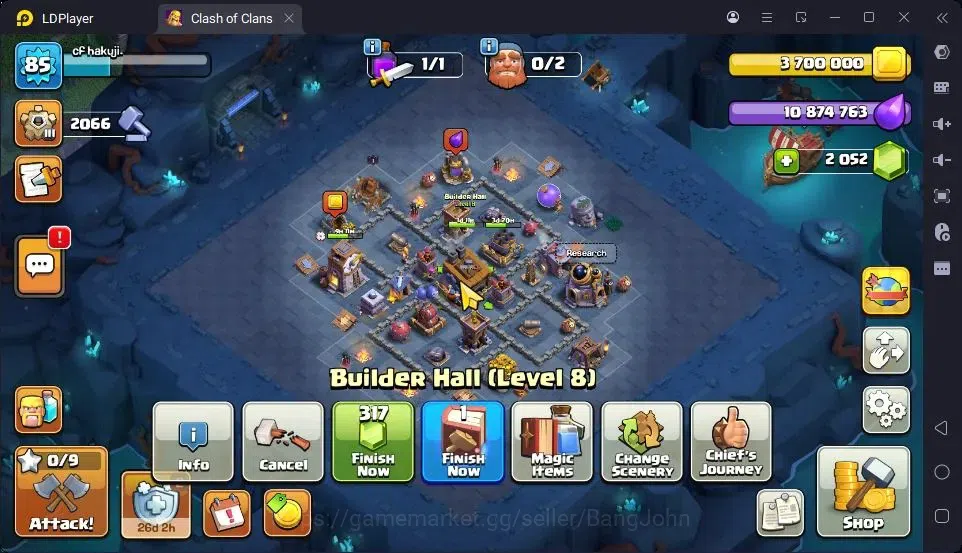 Clash of Clans Accounts High-End TH 11-BH 5|LVL85|BK41,AQ32,MP29,GW20|BM1,BC15|7 Legend skin|Gem 2052|Proteck On| Check SS 14