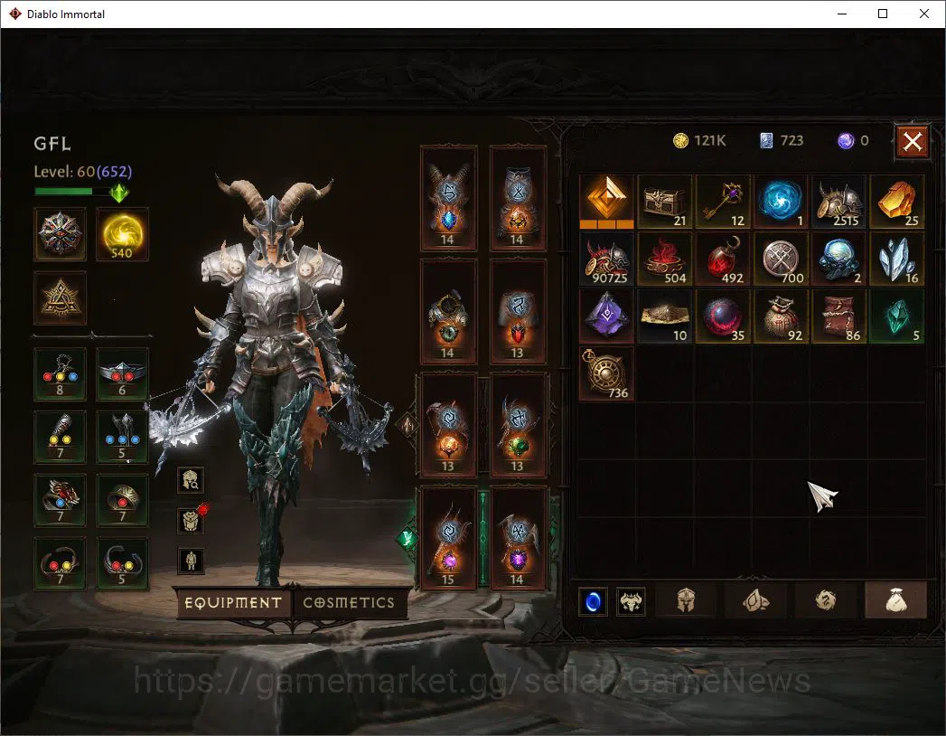 Diablo Immortal Accounts SEA - Anu|Lv60(652)|Demon hunter|37k CR|Reso 540|P image 11