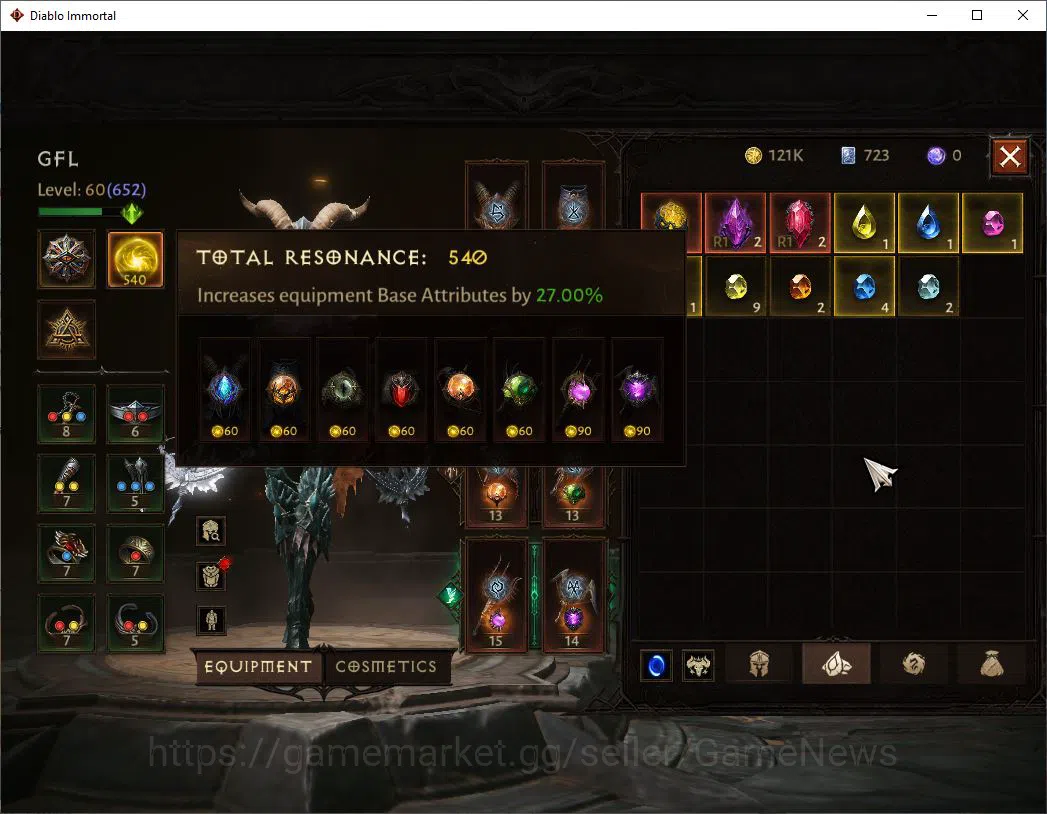 Diablo Immortal Accounts SEA - Anu|Lv60(652)|Demon hunter|37k CR|Reso 540|P image 9