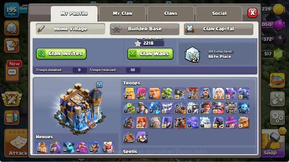 Clash of Clans Accounts Global |TH 18-BH 10|LVL 195|AQ 61 ,MP 40 ,GW 46 ,R image 1