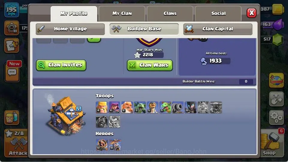 Clash of Clans Accounts Global |TH 18-BH 10|LVL 195|AQ 61 ,MP 40 ,GW 46 ,R image 15