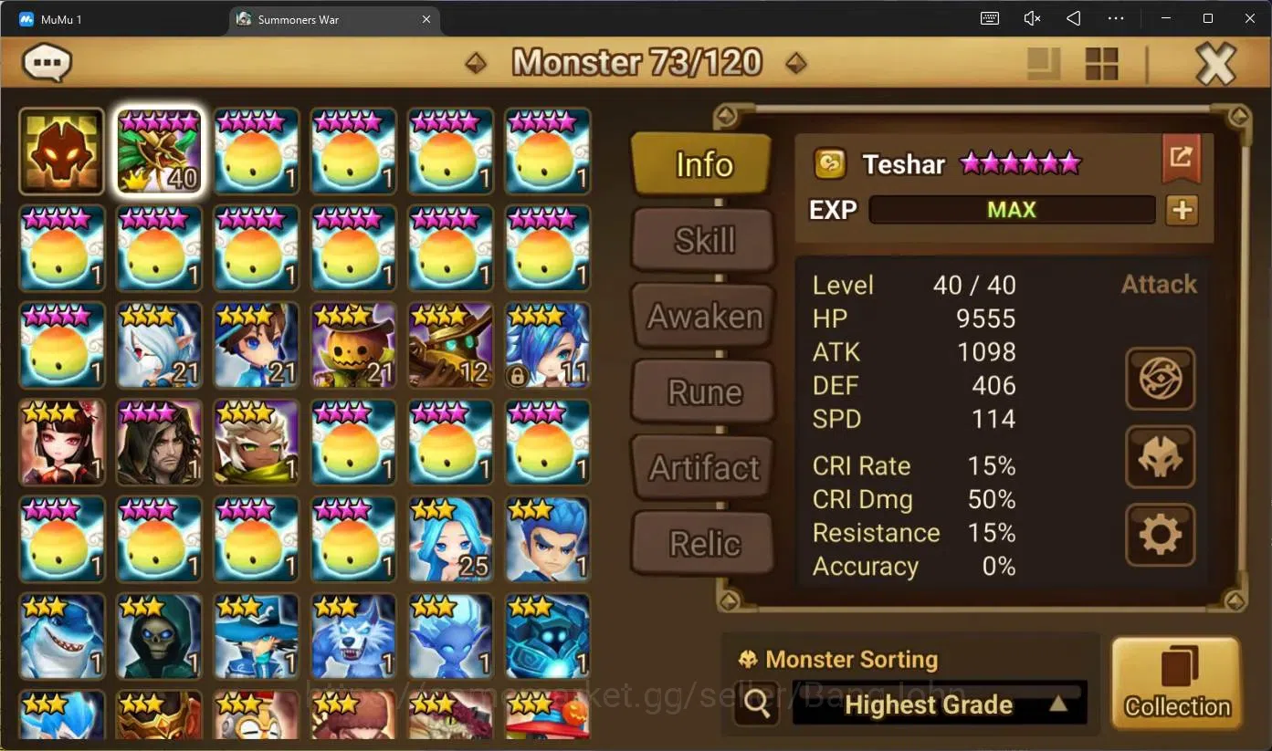 Summoners War: Sky Arena Accounts GLOBAL | NB 5 TESHAR,Starter Gacha 115 12Y+160 11Y image 2