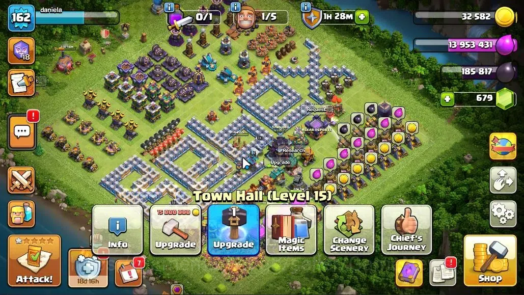Clash of Clans Accounts High-End LV 162|TH 15+BH 8|HH 7|Limited Skin BK,RC|BK 61,AQ 61,GW 33,MP 29,RC 1|BM 10,BC 15|679 1