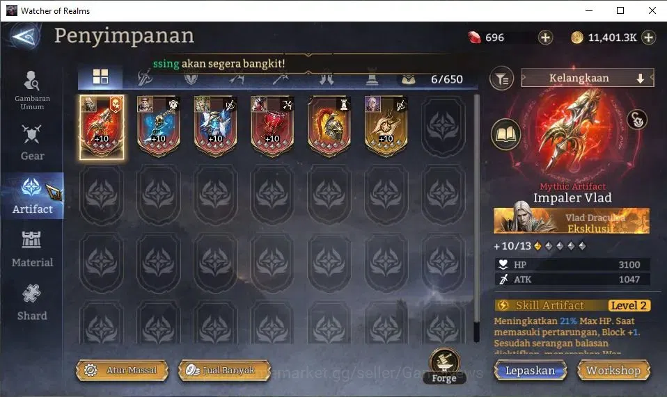 Watcher of Realms Accounts GLOBAL 60x|Lv 33|374K Power|2 Lord[Morrigan,King H image 14