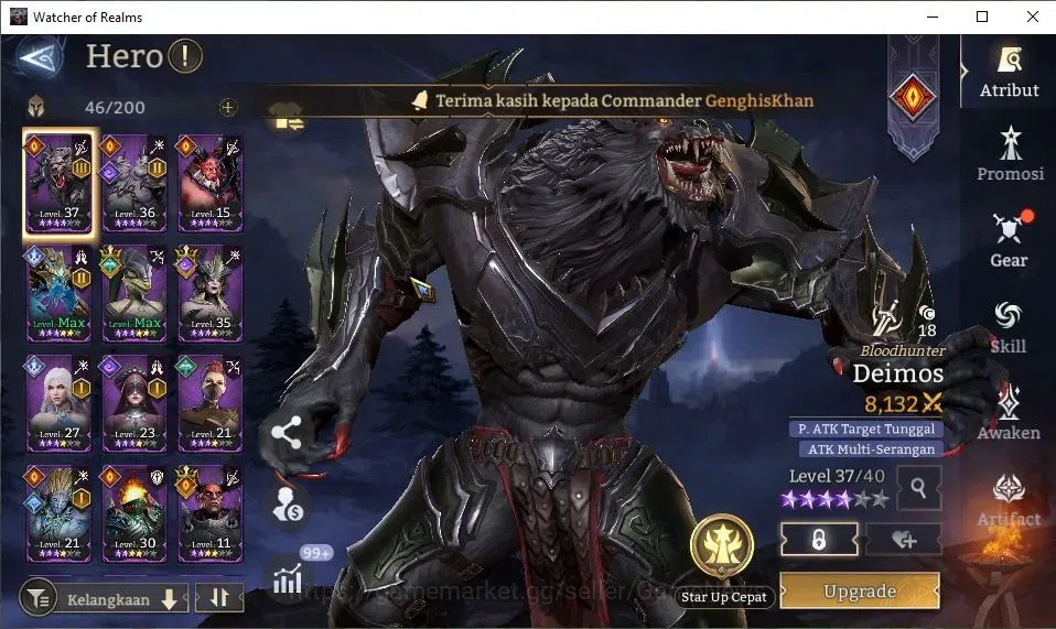 Watcher of Realms Accounts GLOBAL 60x|Lv 33|374K Power|2 Lord[Morrigan,King H image 9