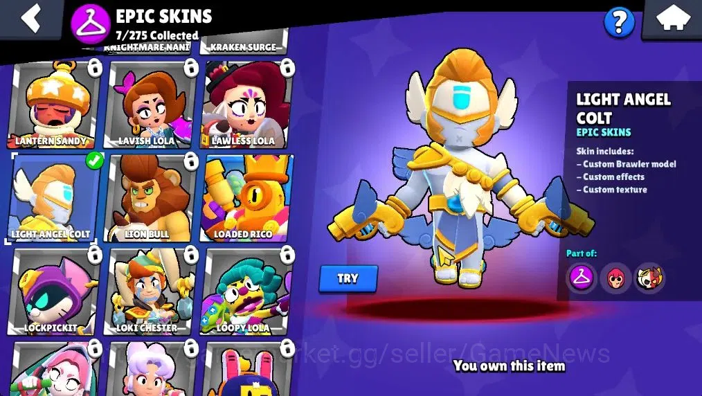 Brawl Stars Accounts 2526 Trophy|25 Brawler 4 Max (Nita,Edgar,Mandy,Lumi)|1 Legend(Mecha Edgar),1 Mythic(Gridiron Ortis),7 15