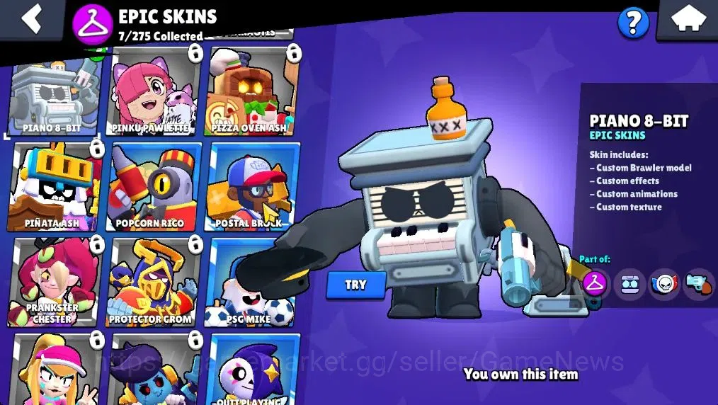 Brawl Stars Accounts 2526 Trophy|25 Brawler 4 Max (Nita,Edgar,Mandy,Lumi)|1 Legend(Mecha Edgar),1 Mythic(Gridiron Ortis),7 16