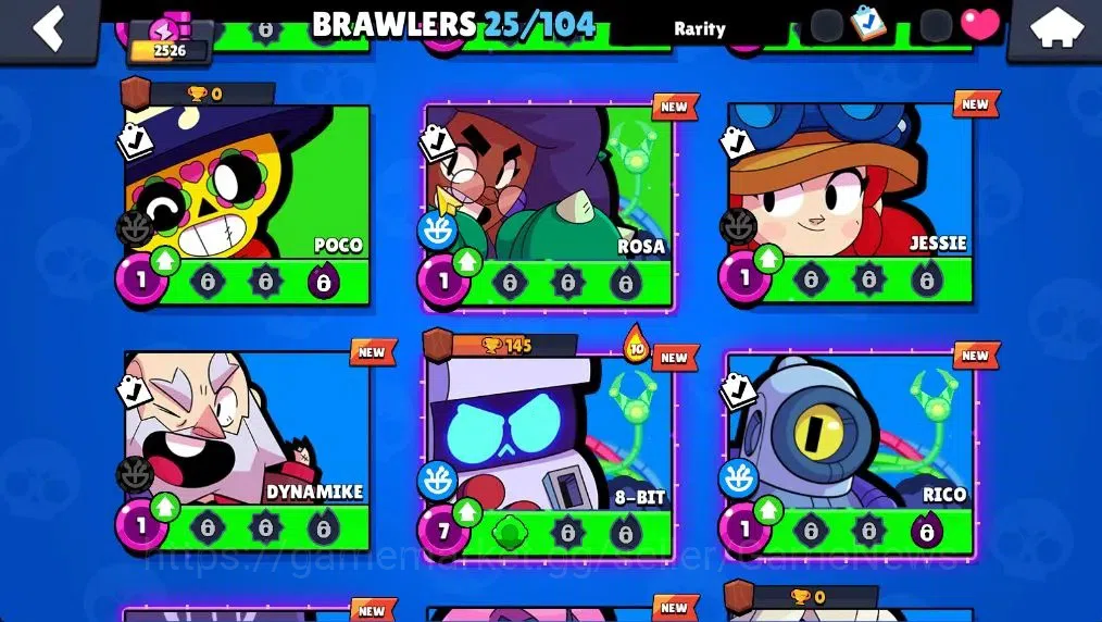 Brawl Stars Accounts 2526 Trophy|25 Brawler 4 Max (Nita,Edgar,Mandy,Lumi)|1 Legend(Mecha Edgar),1 Mythic(Gridiron Ortis),7 8
