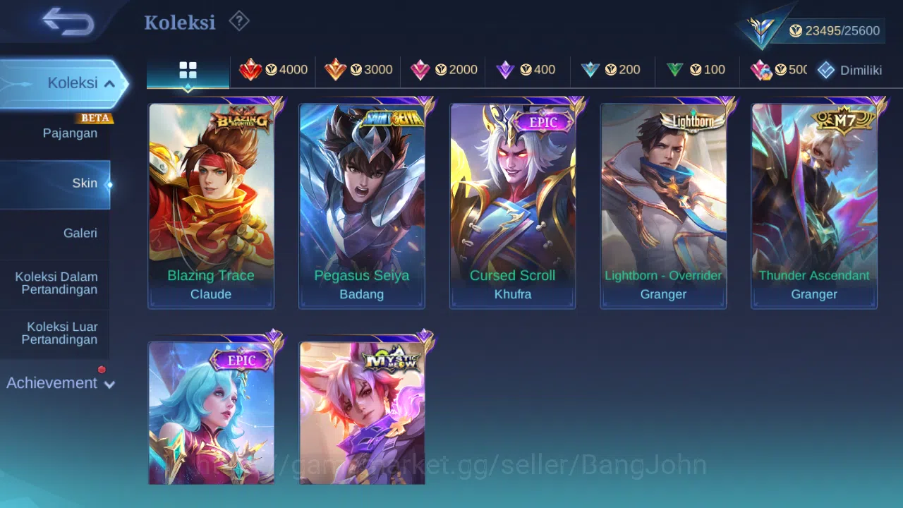 Mobile Legends: Bang Bang Accounts Hero 96 Skin 94 | Prime Granger | Seiya Badang | B image 3