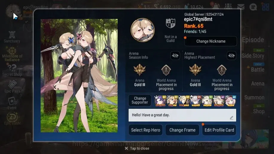 Epic Seven Accounts High-End GLOBAL Verif|13 ML(LOT Scales,Harsetti,RnL,Zio,etc)+Estelle,Setsuka,AB Fumyr,Etc|10k Sky 2