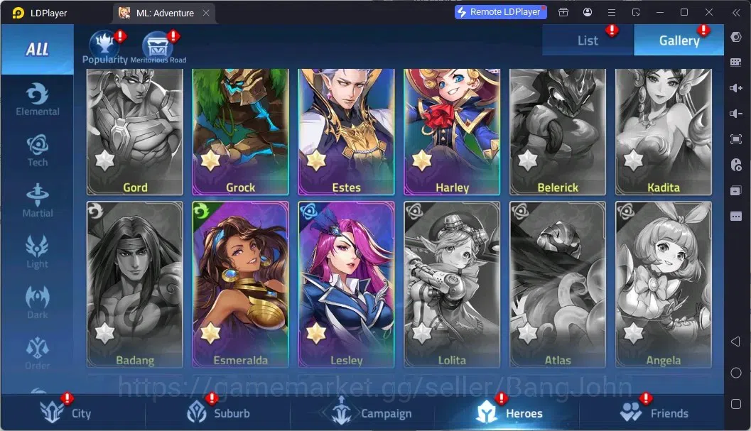 Mobile Legends: Adventure Accounts Global |LV 40|464K Power|VIP 4|Camp 24-22|Hero 57|63,965 Diamond|23 19