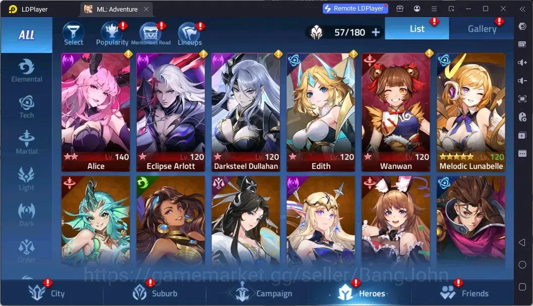 Mobile Legends: Adventure Accounts Global |LV 40|464K Power|VIP 4|Camp 24-22|Hero 57|63,965 Diamond|23 4