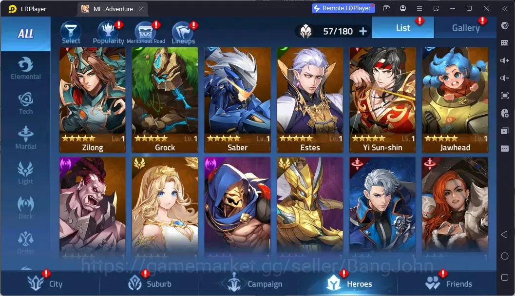 Mobile Legends: Adventure Accounts Global |LV 40|464K Power|VIP 4|Camp 24-22|Hero 57|63,965 Diamond|23 8