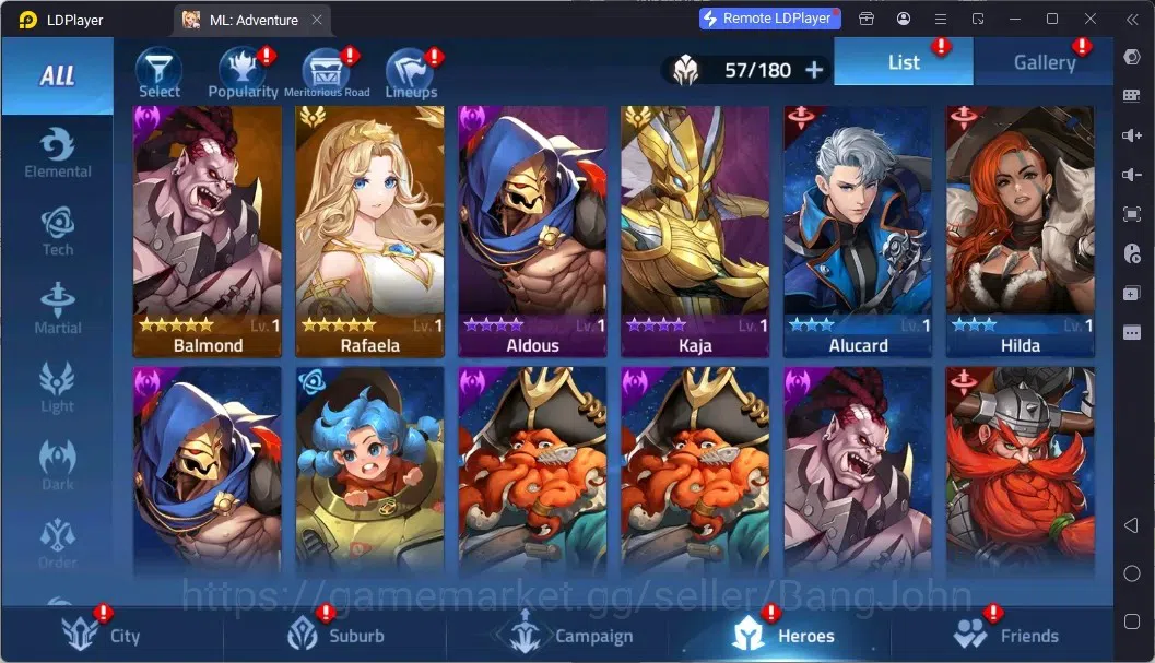 Mobile Legends: Adventure Accounts Global |LV 40|464K Power|VIP 4|Camp 24-22|Hero 57|63,965 Diamond|23 9