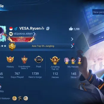 Honor of Kings Rare Skin Global | 112H 145S | LEGEND Yao, KIC Luna, STELLAR image 1