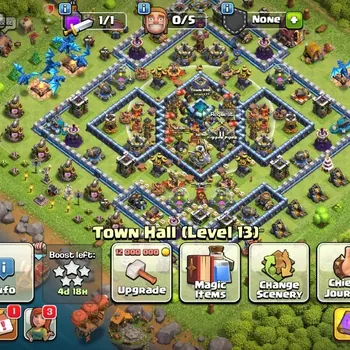 Clash of Clans Accounts Mid-Tier LV 121 TH 13-BH 10|HH 7|Limited Skin|BK 50,AQ 53,GW 25,MP 36,RC 13|BM 18,BC 19|623 Gems|CN