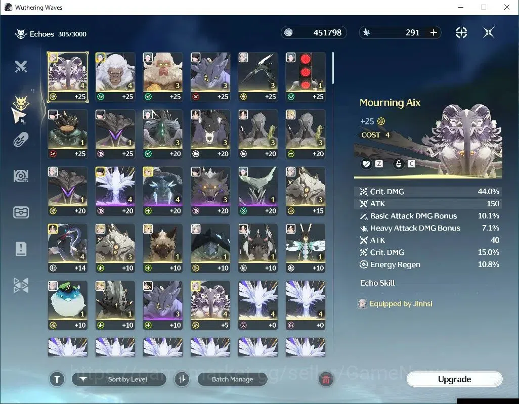 Wuthering Waves Accounts Others SEA|UL 42|3 Limited| Jinshi R1+Signature,Jiyan,Carlotta | Data Bank Lv 20 | MC Male | Log 6