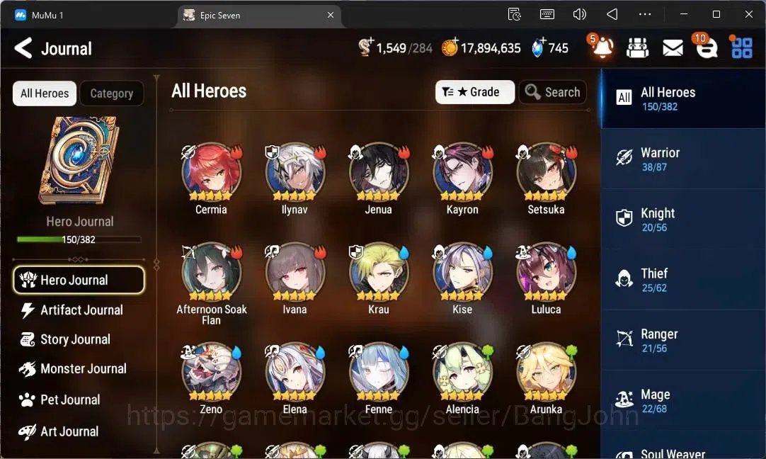Epic Seven Accounts Limited Hero Global Unverif | 6 ML(LOT Scales, A Tywin, SOT Snow, C Pavel, A Vildred, H Lua)|PoH ON|SS 5