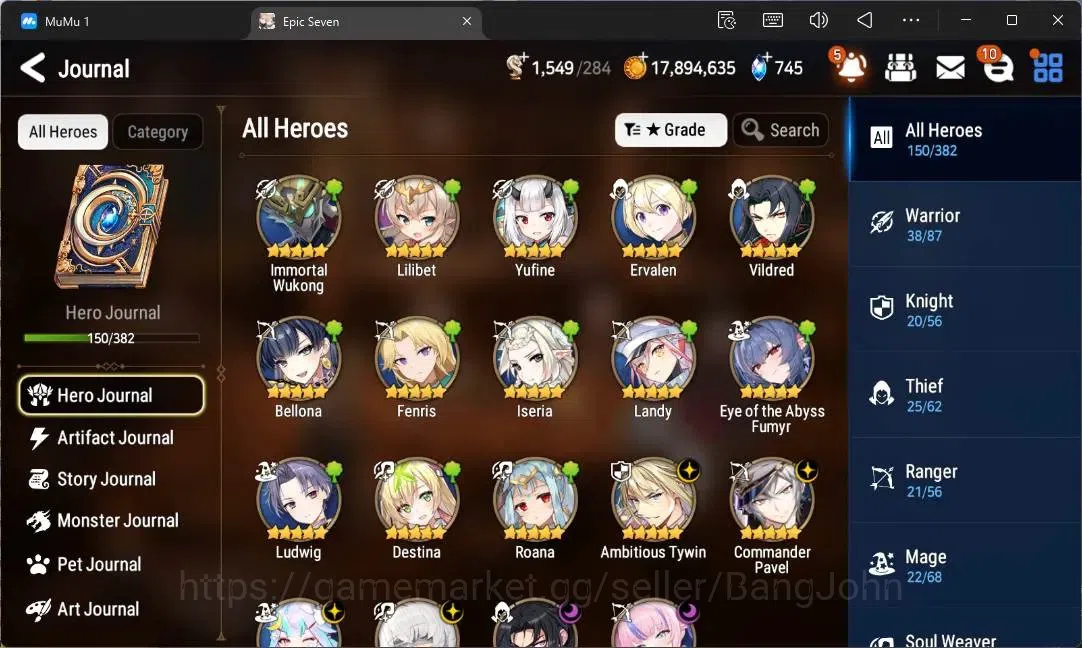 Epic Seven Accounts Limited Hero Global Unverif | 6 ML(LOT Scales, A Tywin, SOT Snow, C Pavel, A Vildred, H Lua)|PoH ON|SS 6