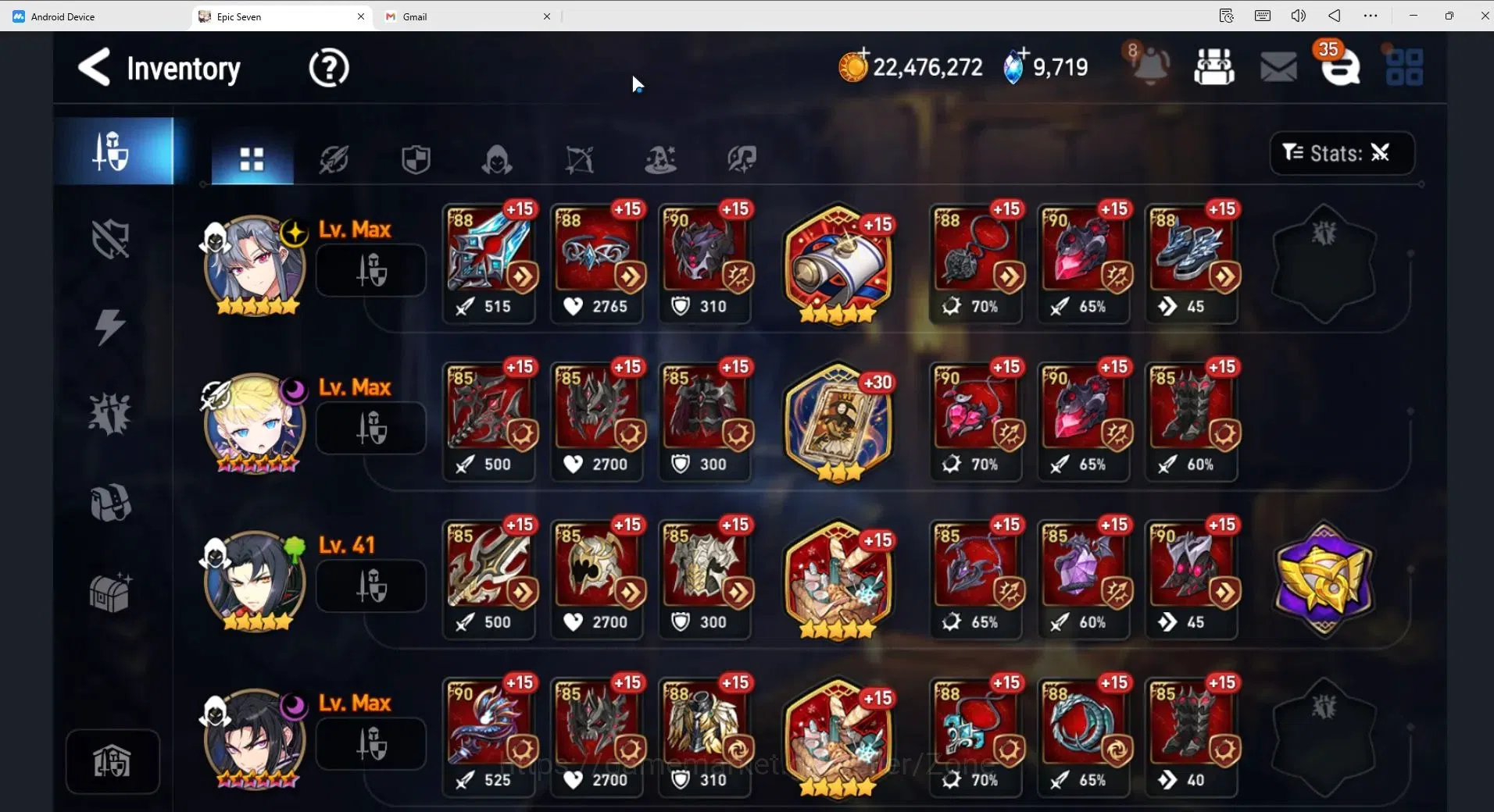 Epic Seven Accounts High-End Global|10ML (Zio, Arby, Fumyr, AElena, SECeline Etc.)|PoH+Bless ON|492 CB, 374 MM|SS 9.7K|Stove 15