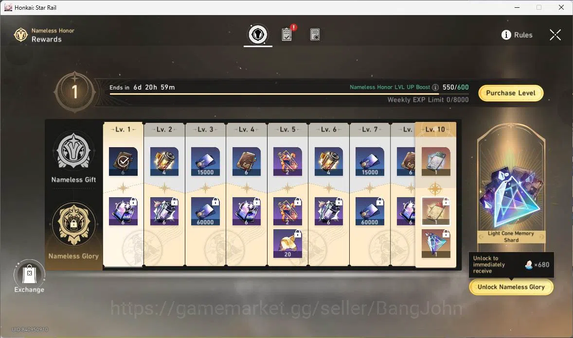 Honkai Star Rail Accounts Mid Game ASIA|TL 56|7 Limit|Yao Guang,Sparxie E1,DanHeng PT,Topaz&Numby,Jingliu,Ruan 4
