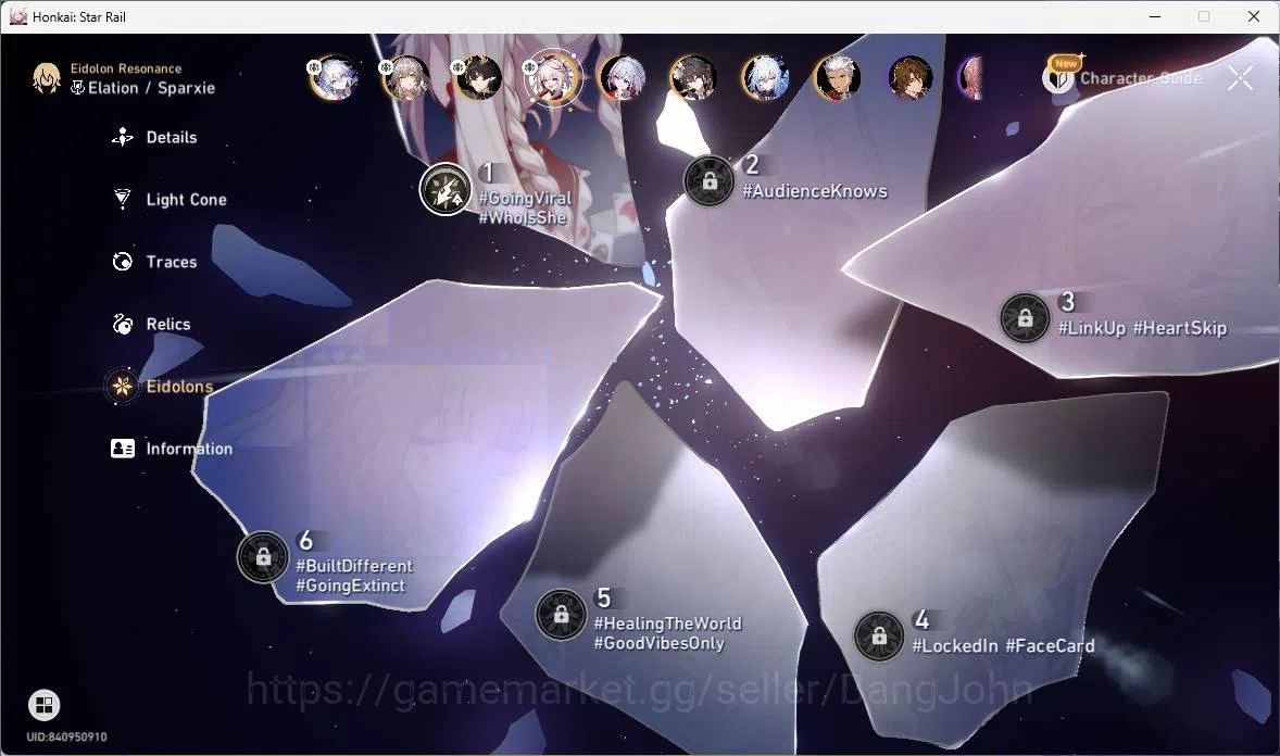 Honkai Star Rail Accounts Mid Game ASIA|TL 56|7 Limit|Yao Guang,Sparxie E1,DanHeng PT,Topaz&Numby,Jingliu,Ruan 5