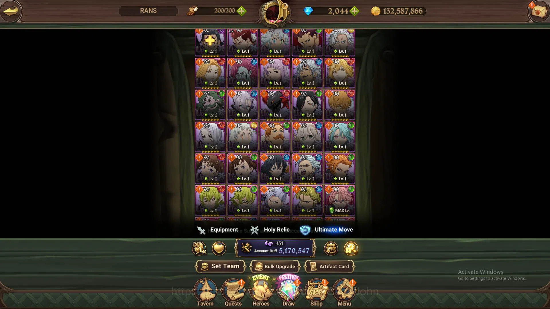 The Seven Deadly Sins: Grand Cross Accounts Others GLOBAL|5.1m CC|DM2.044|2LR Roxy,Elizabeth|Collab Sho,Shinra|UR 12