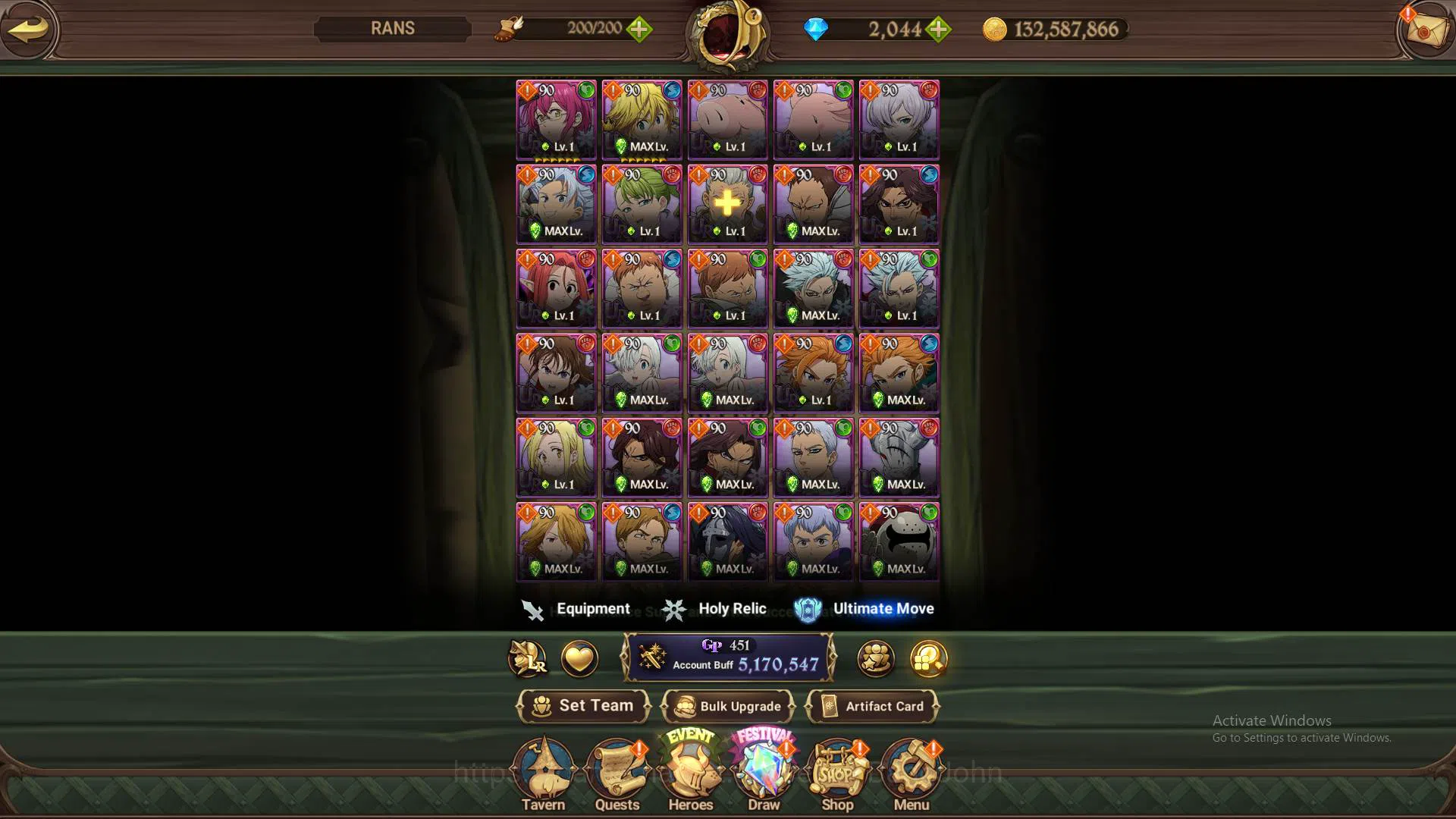 The Seven Deadly Sins: Grand Cross Accounts Others GLOBAL|5.1m CC|DM2.044|2LR Roxy,Elizabeth|Collab Sho,Shinra|UR 13