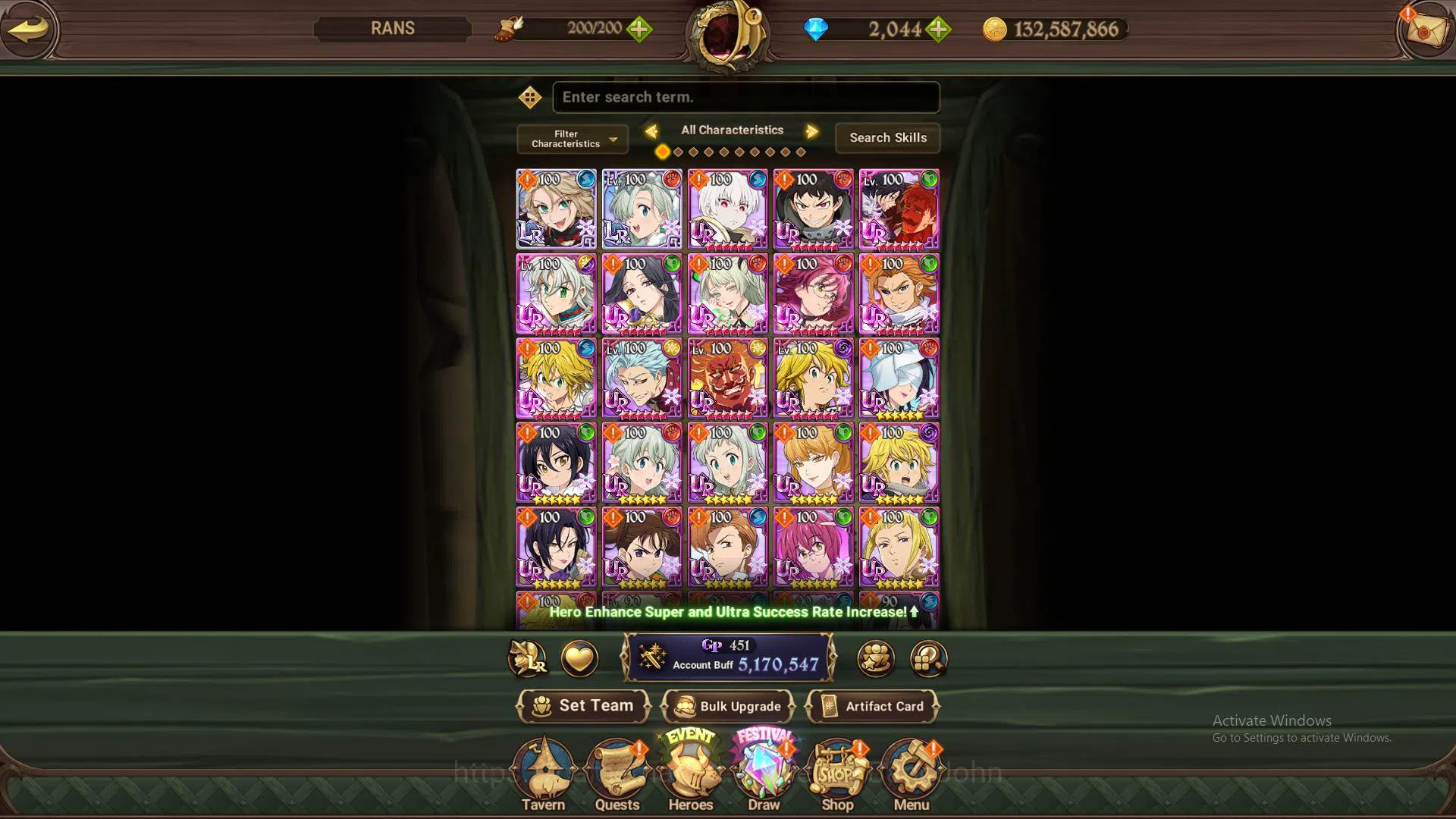 The Seven Deadly Sins: Grand Cross Accounts Others GLOBAL|5.1m CC|DM2.044|2LR Roxy,Elizabeth|Collab Sho,Shinra|UR 8