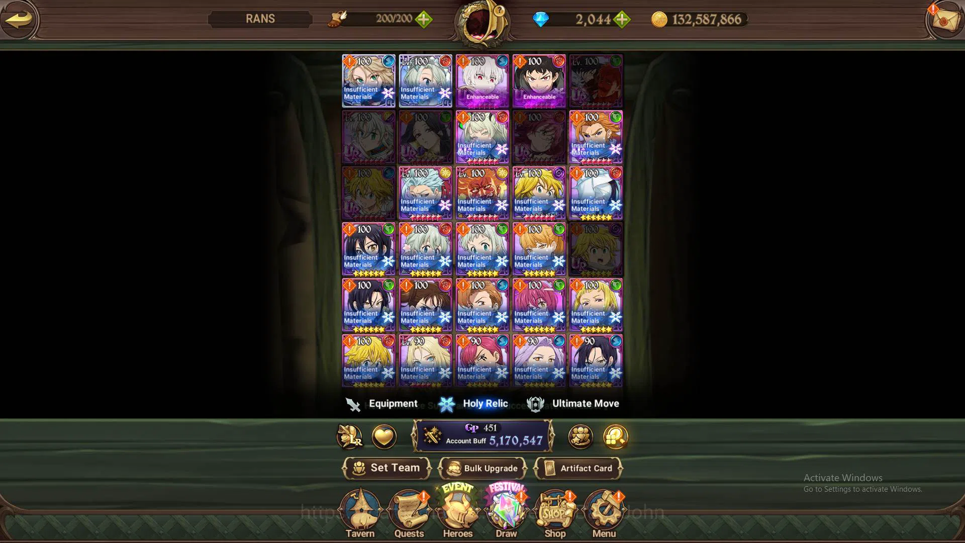 The Seven Deadly Sins: Grand Cross Accounts Others GLOBAL|5.1m CC|DM2.044|2LR Roxy,Elizabeth|Collab Sho,Shinra|UR 9