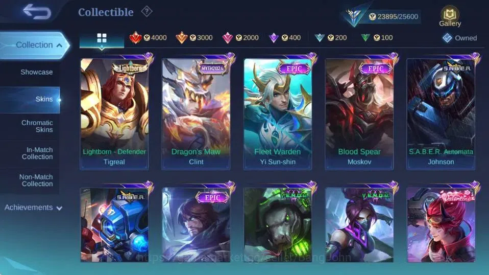 Mobile Legends: Bang Bang Accounts Collector Global|Skin 114|Expert|LBox Alpha,Lightborn Tigreal,VENOM Grock+Hanabi,SABER 6