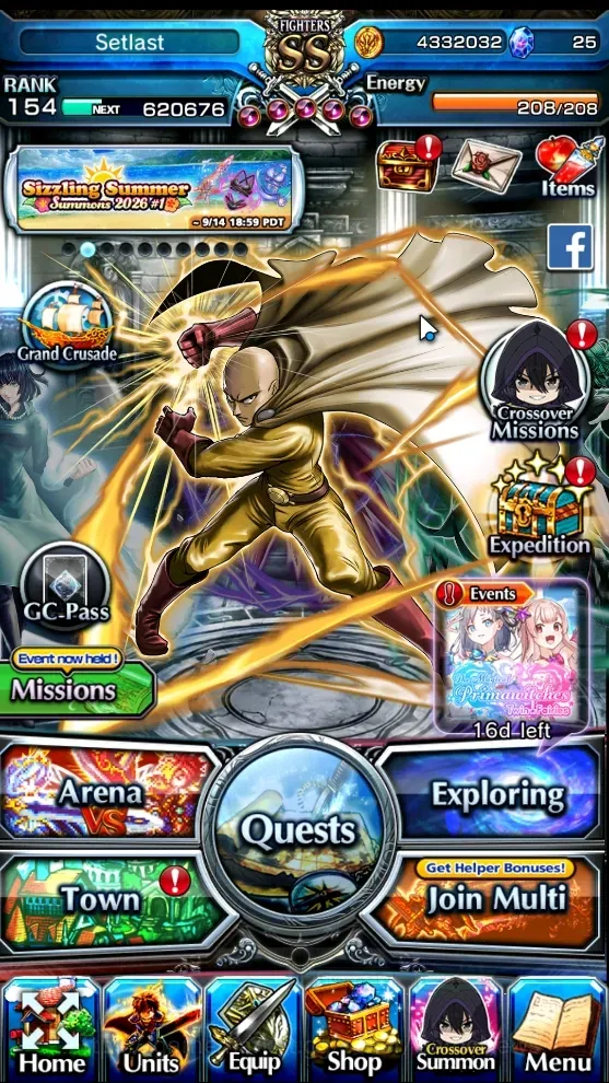Grand Summoners Accounts End-Game Global|Rank 154|1 Sp Art|15 Ascend+11 TW|(Shadow,Beta,Chloe,Frieren,WH Fen,Ainz,SS 1