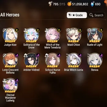 Epic Seven Accounts High-End Global Verif|11 ML(School NYulha,Witch Tenebria,Lone Bellona,Etc)+(Speed 305 Rinak),Full