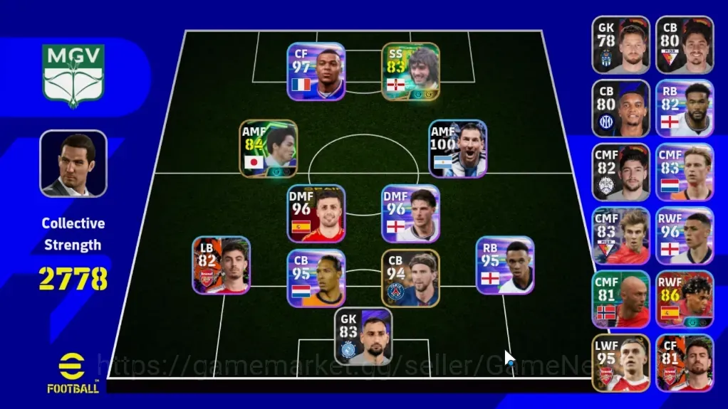 eFootball Accounts High-End Android|Power 2778|930 Coin|Epic George Best,Ono Shinji|4ShowTime Lionel Messi,Lamine 1