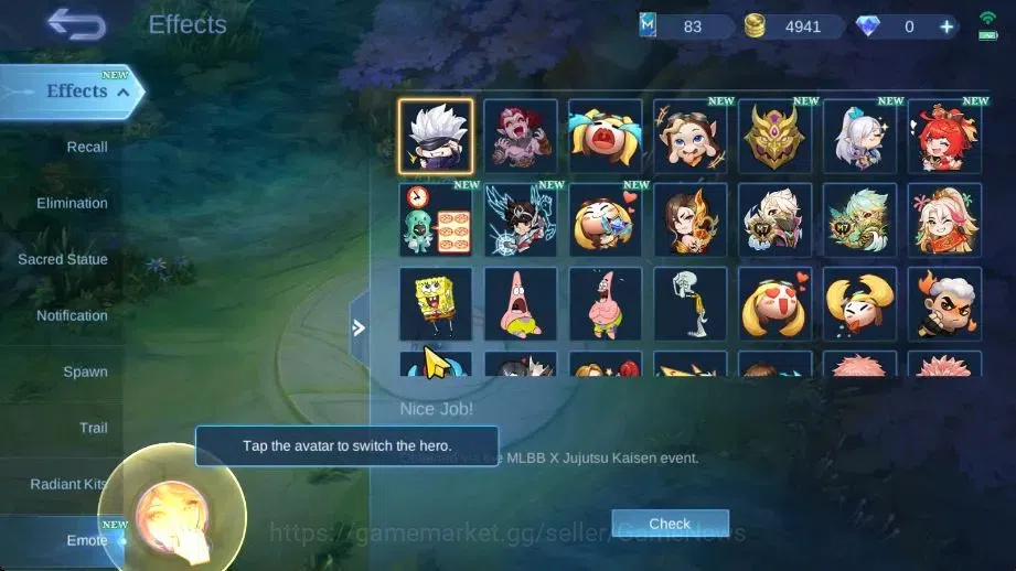 Mobile Legends: Bang Bang Accounts Hero 70|Skin 92|High Immo 100|Lb Harith,SpongB Cyc image 14