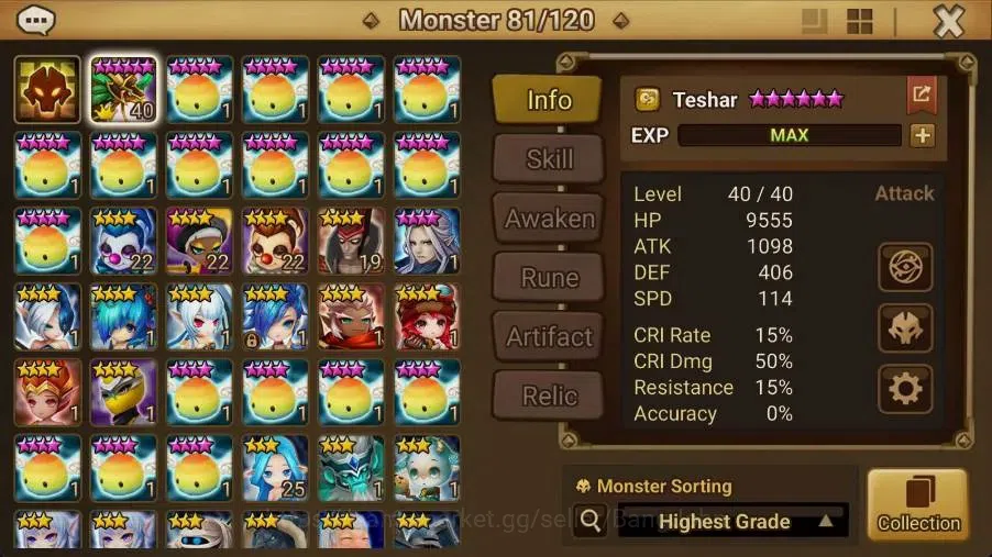 Summoners War: Sky Arena Accounts Starter GLOBAL | NB 5 TESHAR,Starter Gacha 115 12Y+160 11Y Scrool, 3 Legendary All 2