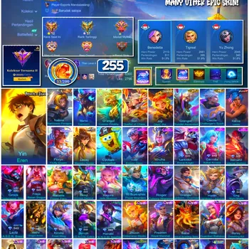 Mobile Legends: Bang Bang Accounts 🔥 #4194 🔥 💎 255 Skins 👑 Attack on Titan Yin Eren ⚔️ Renowned Collector II ⭐ Collector