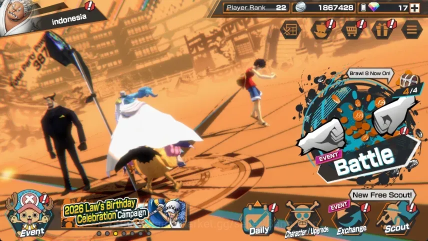 One Piece Bounty Rush Accounts High-End Android |PR 22|6 EX|MAX 2|Kaido,Borsalino,D.Luffy,D.Roger,D.Teach,Zoro|RD 1