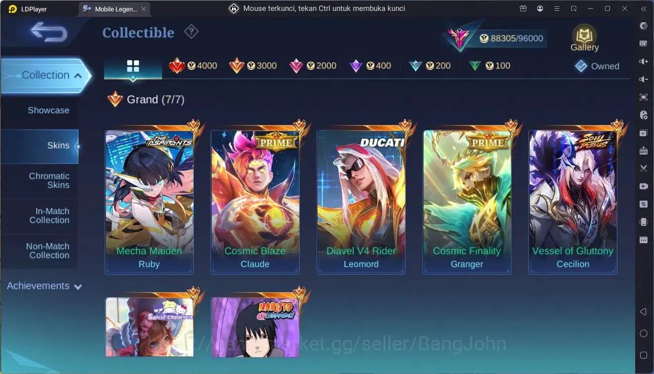 Mobile Legends: Bang Bang Accounts Global|Hero 131|Skin 260|Exalted|Prime Granger,Cla image 7
