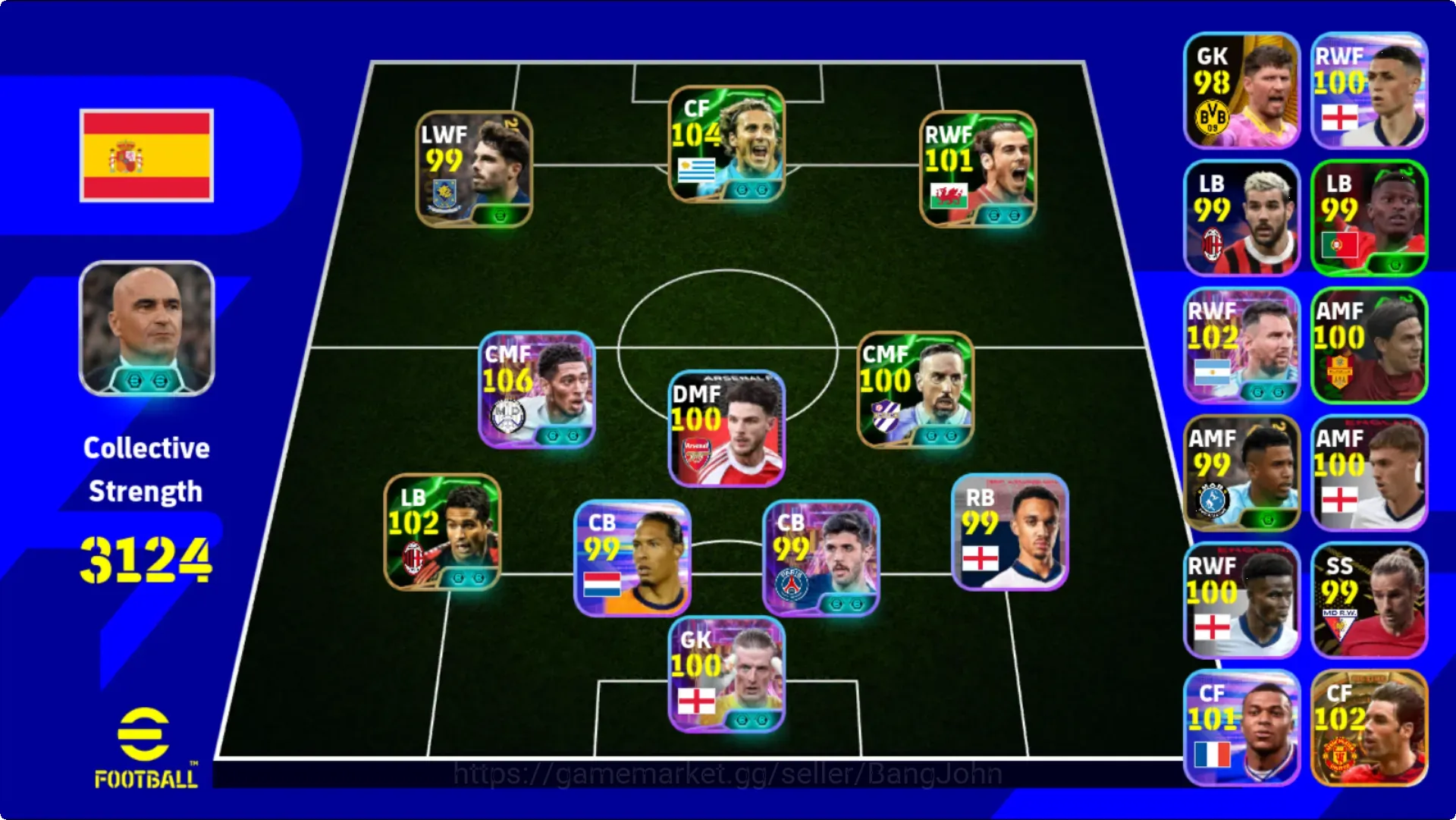 eFootball Accounts Others Mobile|PW 3124|NewJudeBellinghamShowT,RuudVanNistelrooijBigT,DiegoForlan Epic,New Lionel Messi 1