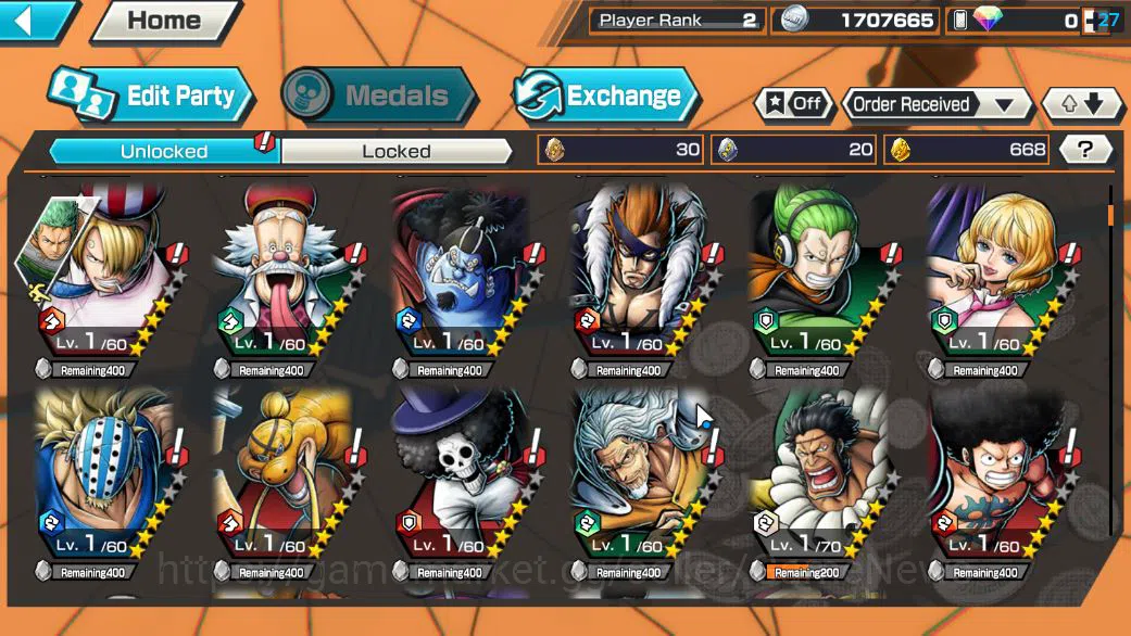One Piece Bounty Rush Accounts Starter Global|3 EX| TFE Marshall D.Teach,T5E St.Jaygarcia Saturn,Blackbeard Pirates Kuzan|GF 5