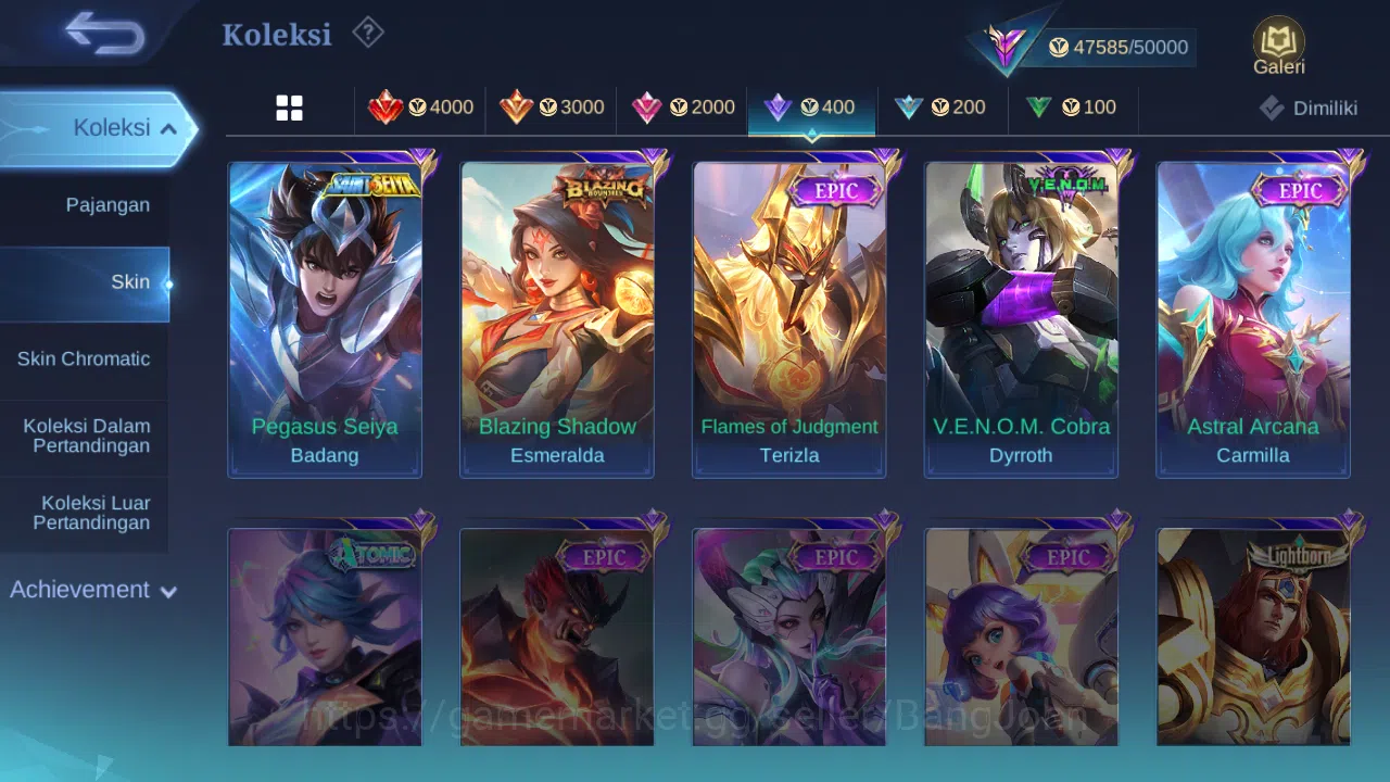 Mobile Legends: Bang Bang Accounts Hero 129 | skin 220 | kof karina | cc natalia | dr image 13