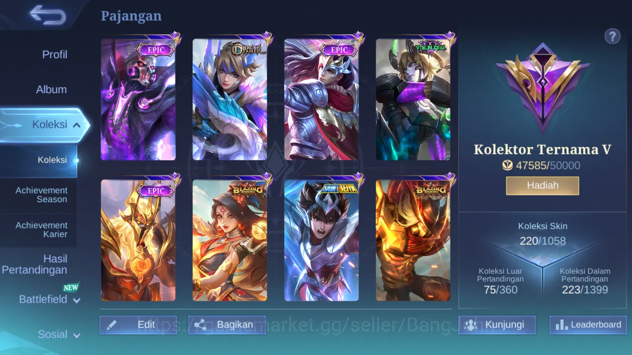 Mobile Legends: Bang Bang Accounts Hero 129 | skin 220 | kof karina | cc natalia | dr image 2
