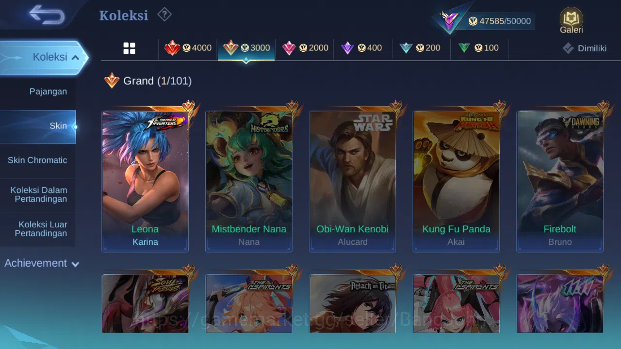 Mobile Legends: Bang Bang Accounts Hero 129 | skin 220 | kof karina | cc natalia | dr image 7