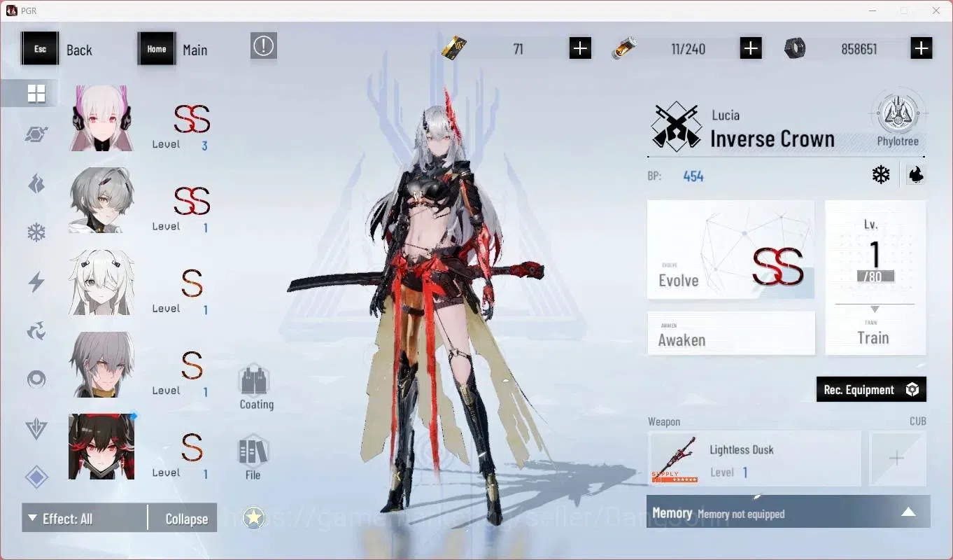 Punishing: Gray Raven Accounts End-Game ASIA |L89|Collab Black Shooter|3 SSS|(SS Lilith D,S Lucia CW,SS Lucia IC)+Sign|BC 11