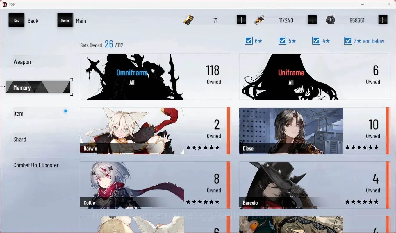 Punishing: Gray Raven Accounts End-Game ASIA |L89|Collab Black Shooter|3 SSS|(SS Lilith D,S Lucia CW,SS Lucia IC)+Sign|BC 13