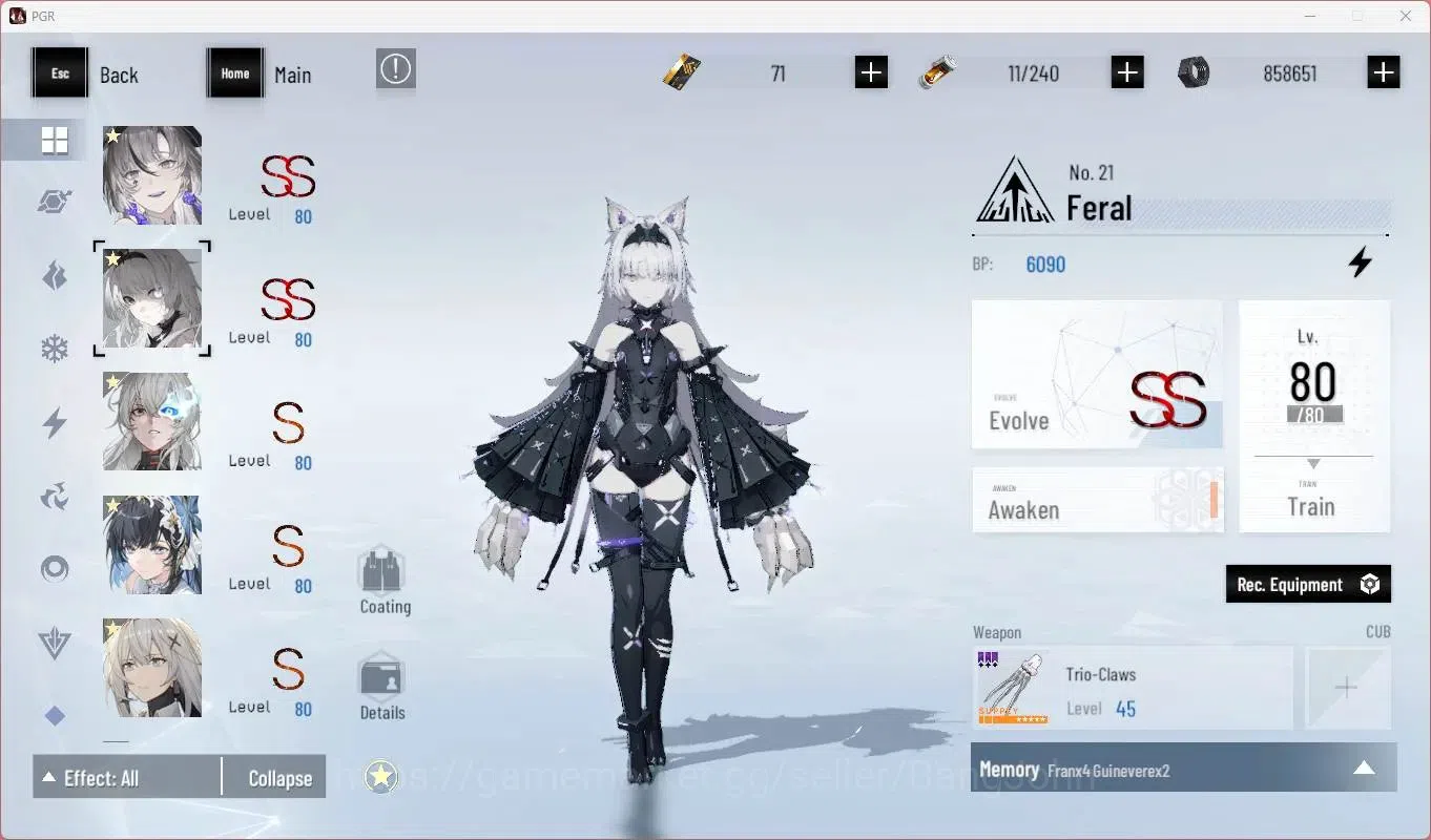 Punishing: Gray Raven Accounts End-Game ASIA |L89|Collab Black Shooter|3 SSS|(SS Lilith D,S Lucia CW,SS Lucia IC)+Sign|BC 4