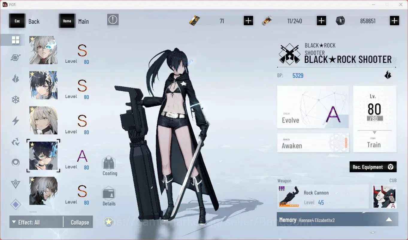 Punishing: Gray Raven Accounts End-Game ASIA |L89|Collab Black Shooter|3 SSS|(SS Lilith D,S Lucia CW,SS Lucia IC)+Sign|BC 8